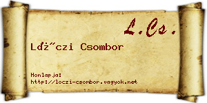 Lóczi Csombor névjegykártya